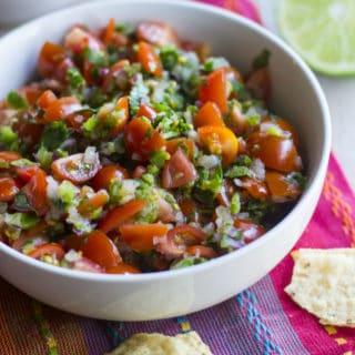 Chipotle Tomato Salsa in a white bowl