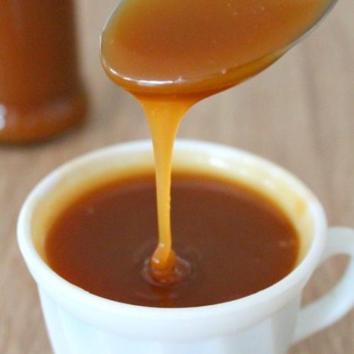 Close up image of easy salted caramel sauce