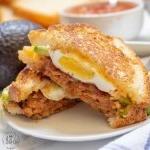 gluten free Mexican Breakfast Sandwich open on a plate