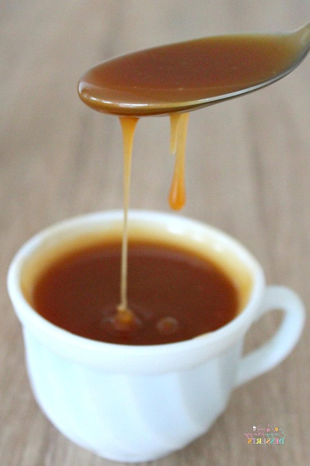 Close up image of homemade salted caramel sauce