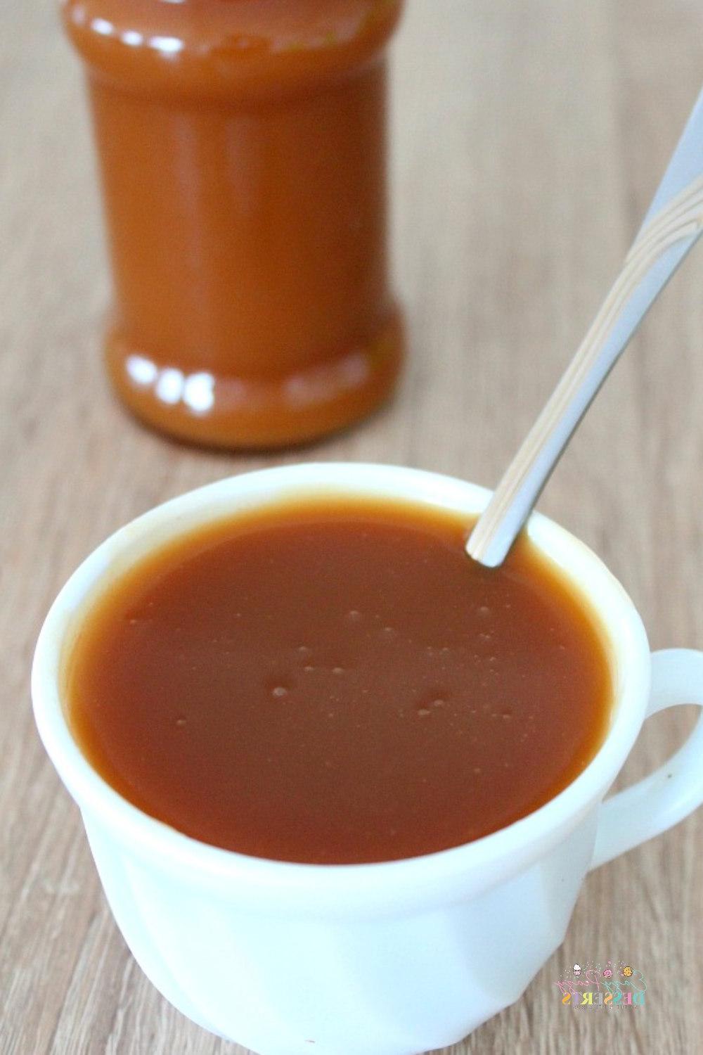 Salted caramel sauce in a cup