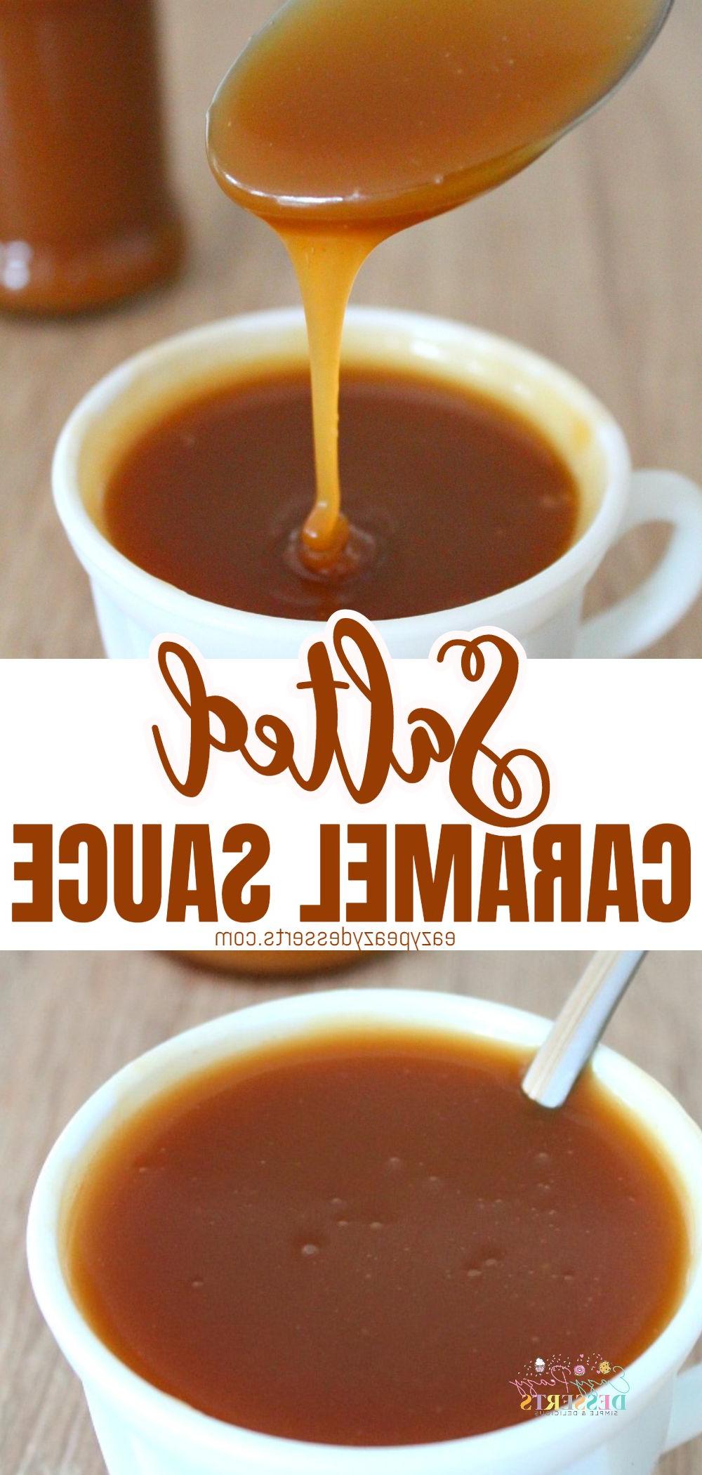Photo collage of salted caramel sauce