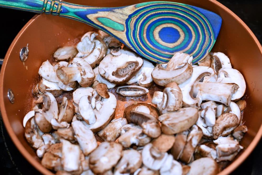 Coat the mushrooms well when you get ready to saute them
